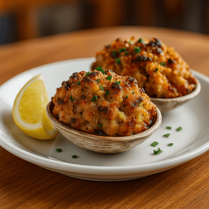 Rhode Island stuffed quahogs with clams breadcrumbs and herbs - Jupiter FL seafood