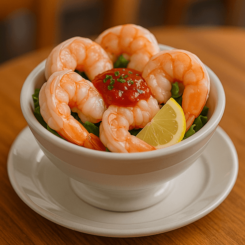 Chilled jumbo shrimp cocktail with zesty cocktail sauce - Jupiter FL seafood