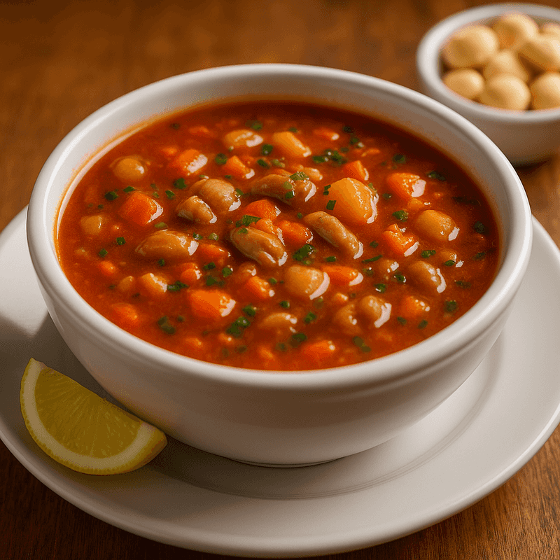 Tomato-based Manhattan clam chowder cup with vegetables - Jupiter FL seafood