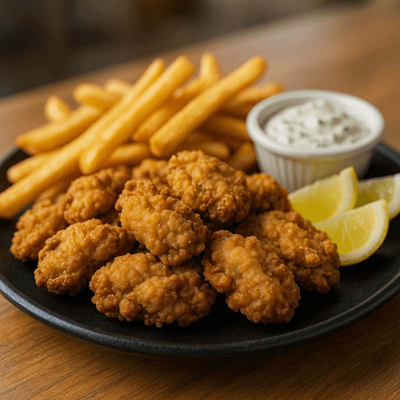 Fried Cape oysters platter at Chowder Heads Jupiter FL