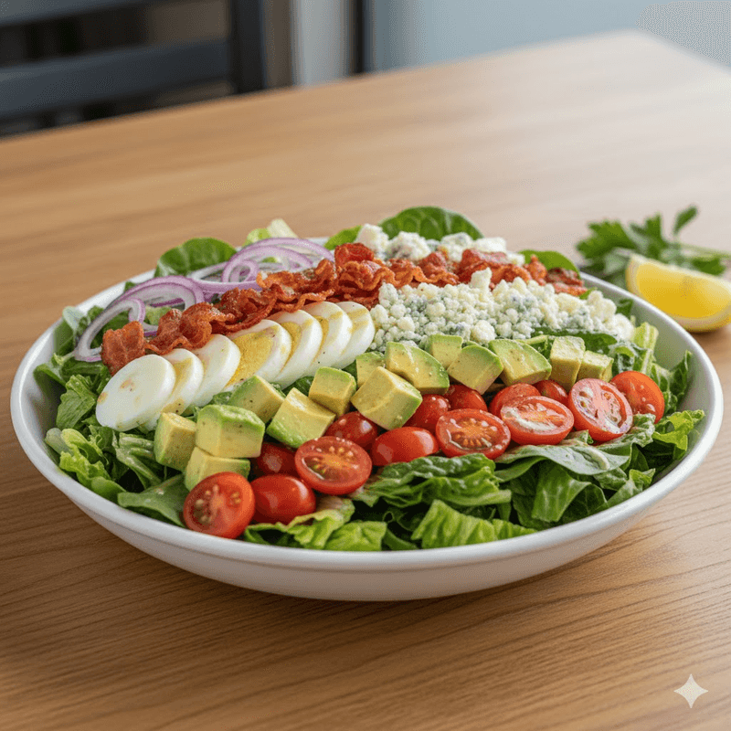 Loaded Cobb salad with avocado bacon and egg, Jupiter Florida restaurant