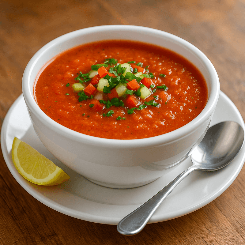 Chilled gazpacho cup cold Spanish vegetable soup - Chowder Heads Jupiter FL