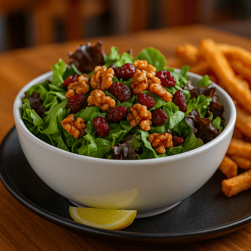 New England house salad with candied walnuts and cranberries, Jupiter FL